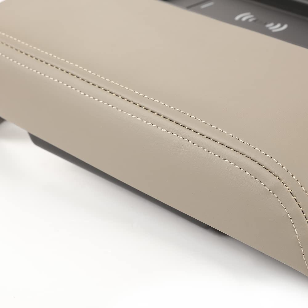 G-PLUS Center Console Armrest Lid w/Wireless Charger Compatible with 2015-2019 Chevy Tahoe/Suburban GMC Yukon/Yukon XL (Brown)