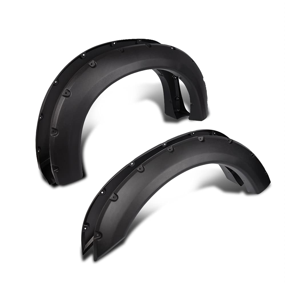 G-PLUS Fender Flares Kit Compatible with 1999-2007 Ford F250 F350 Super Duty (Not Fit Dually Models) Wheel Protector Cover Textured Pocket Rivet Style 4pcs