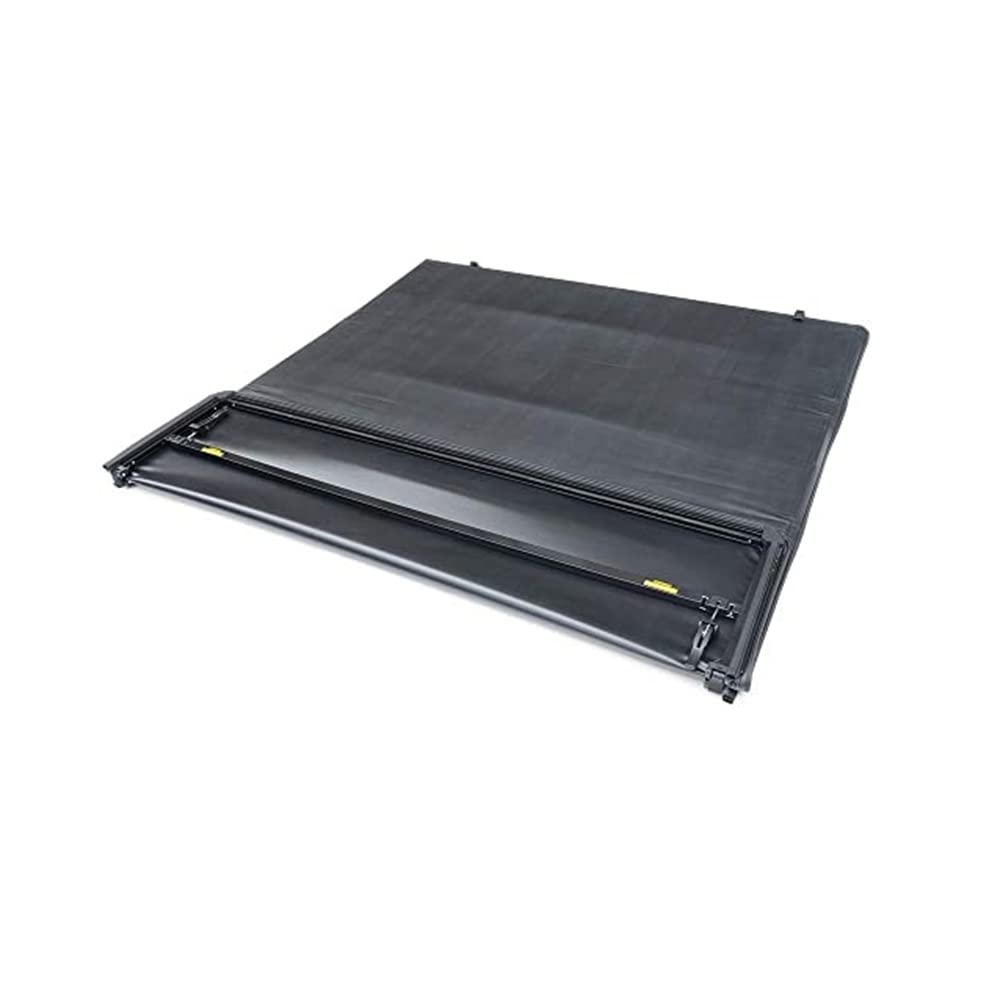 G-PLUS Black Soft Four Fold Truck Bed Tonneau Cover Compatible with 2007-2013 Chevy Silverado/GMC Sierra 1500 2500 HD | Fits 6.6' 6.6ft Bed
