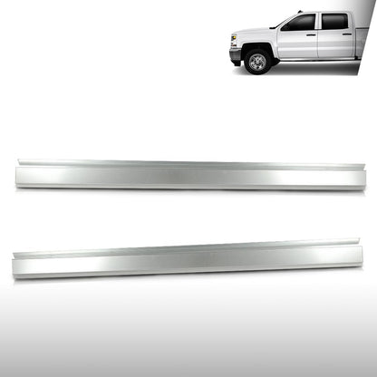 G-PLUS Rocker Panel Driver and Passenger Side Pair Compatible with Chevy Silverado GMC Sierra Pickup Truck Crew Cab 2014 2015 2016 Silver
