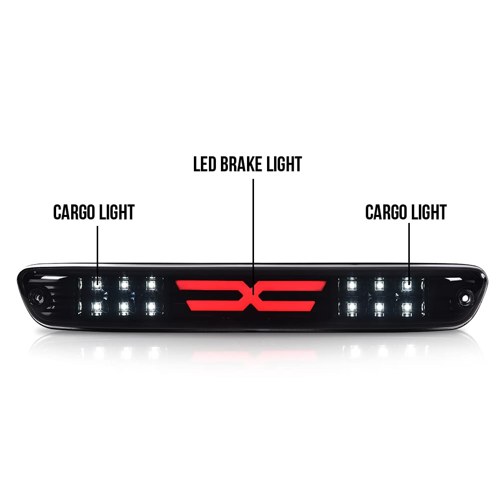 G-PLUS LED Third Brake Light Compatible with Chevy Colorado/GMC Canyon 2004-2012, Fit Isuzu I-Series 2006-2008 3rd High Mount Cargo Lamps, Smoky Lens Black Housing