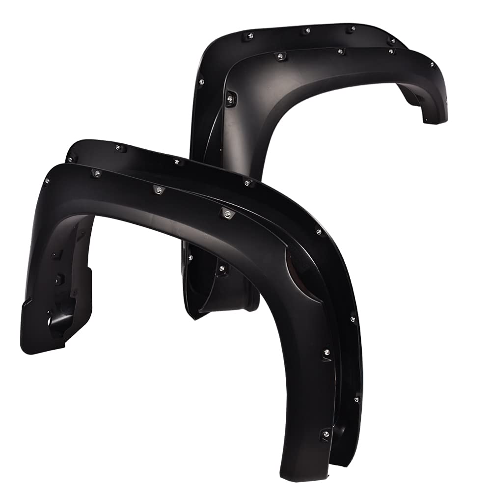 G-PLUS Fender Flares, Compatible with 2014-2020 Toyota Tundra, 66.7" / 78.7" / 97.6" Bed Length, Pocket Rivet Style Smooth Black Wheel Cover Protector Vent Trim 4pcs