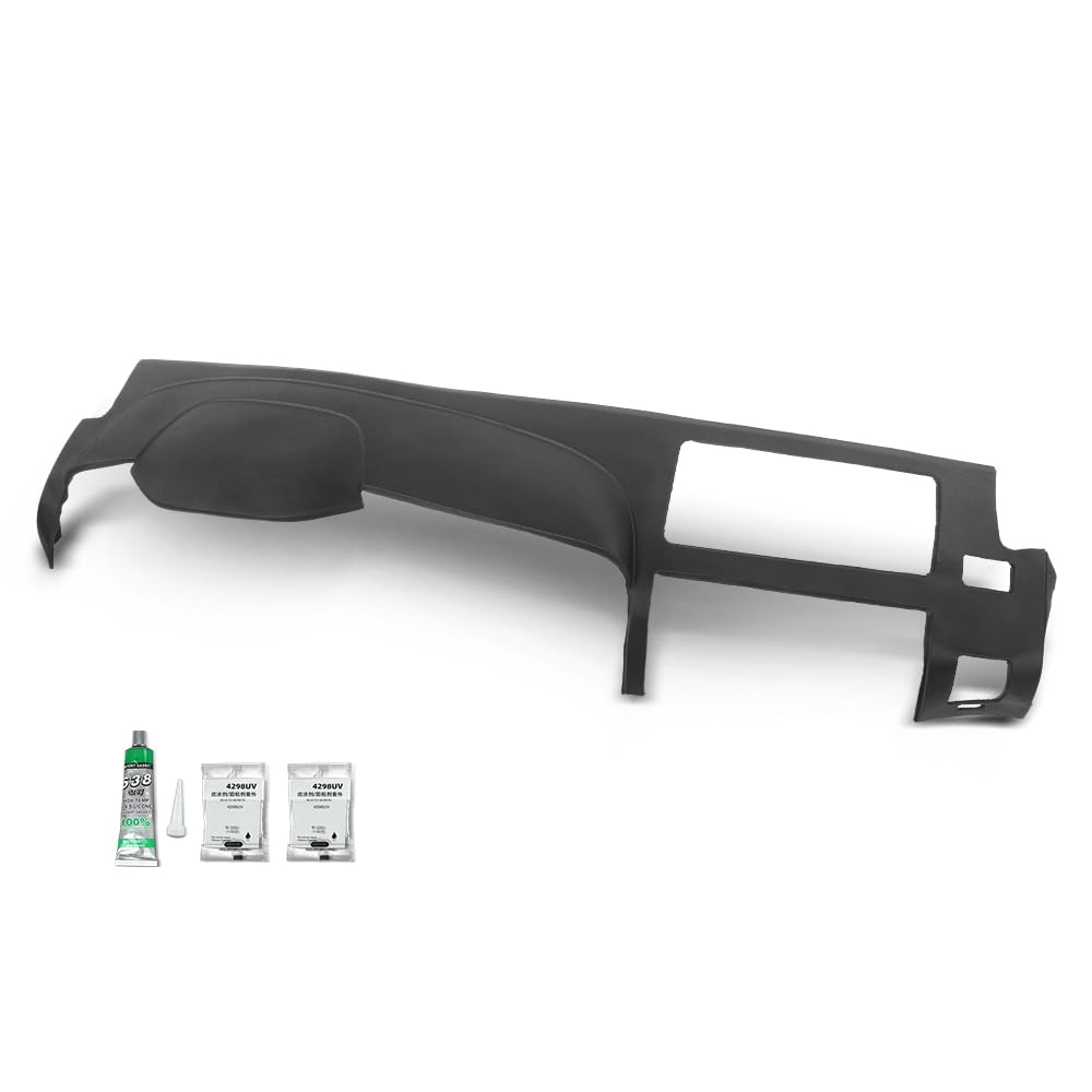 G-PLUS TPE Dash Board Cover w/Adhesive, Compatible with Chevy Silverado LS LT WT/GMC Sierra SL SLE 2007-2013 Dual Glovebox Style Dashboard Black