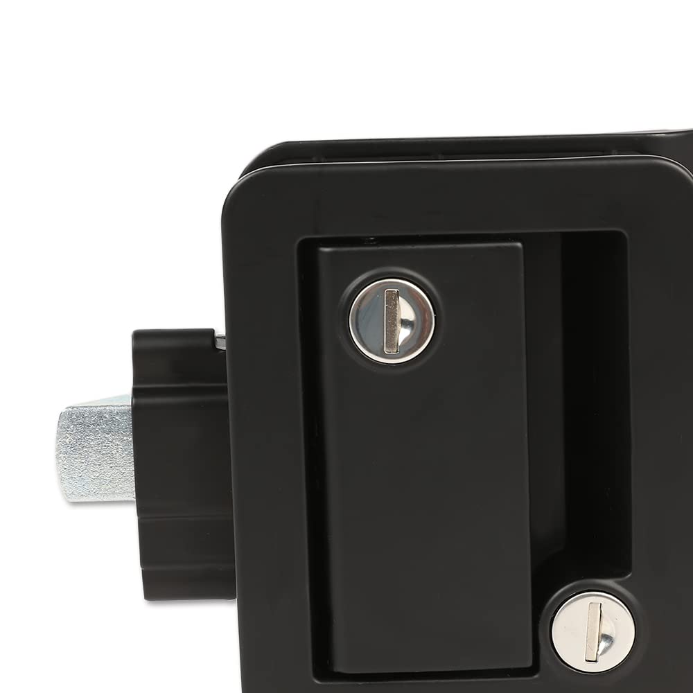 G-PLUS RV Entry Door Lock with Paddle Deadbolt, Black RV Paddle Entry Door Lock Latch Handle Knob with Keys, RV Door Latch Replacement Kit