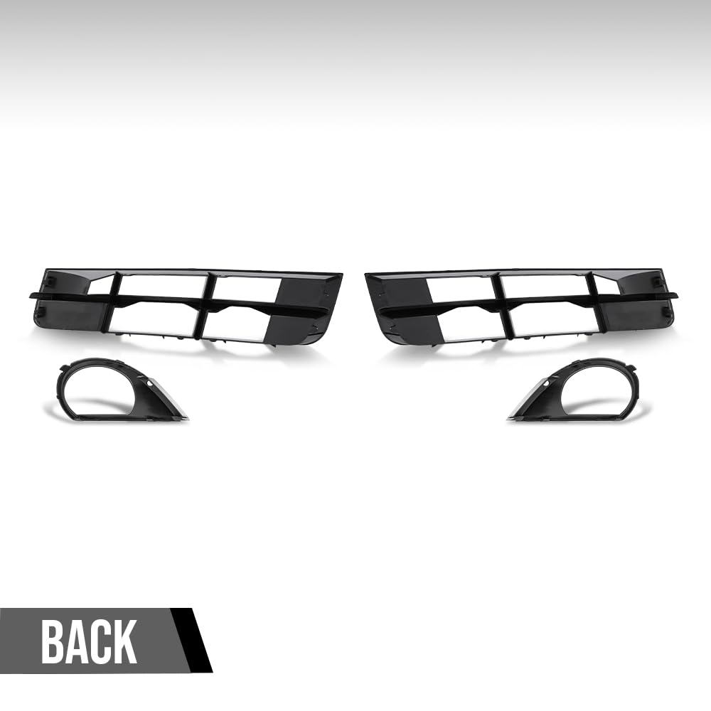 G-PLUS Front Bumper Lower Fog Light Grille Covers Pair Compatible with Audi Q7 Standard Base Model 2010 2011 2012 2013 2014 2015 (Not Fit Audi Q7 S-Line Model) 4L0807681B, 4L0807682B Black