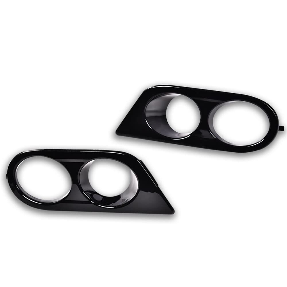 G-PLUS Front Bumper Fog Light Frames Compatible With BMW 3 Series E46, Bumper Fog Lamp Cover Pair LH & RH (Bright Black) Fog Lamp Accessories