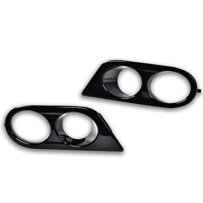 G-PLUS Front Bumper Fog Light Frames Compatible With BMW 3 Series E46, Bumper Fog Lamp Cover Pair LH & RH (Bright Black) Fog Lamp Accessories