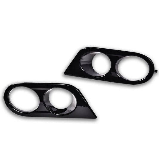G-PLUS Front Bumper Fog Light Frames Compatible With BMW 3 Series E46, Bumper Fog Lamp Cover Pair LH & RH (Bright Black) Fog Lamp Accessories