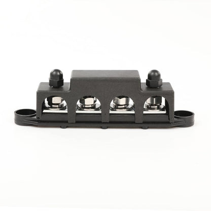G-PLUS 4 Post Power Distribution Block Bus Bar with Cover, Busbar Power Battery Terminal Distribution Block 5/16" Posts 12V 250A, 4 Post Busbar Power Distribution Block Black