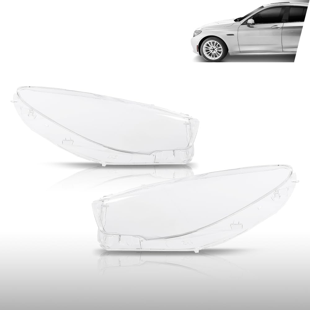 G-PLUS Headlight Lens Cover Compatible with BMW 5-Series GT F07 2010-2017 Left & Right Pair Front Headlamp Lens Cover Clear