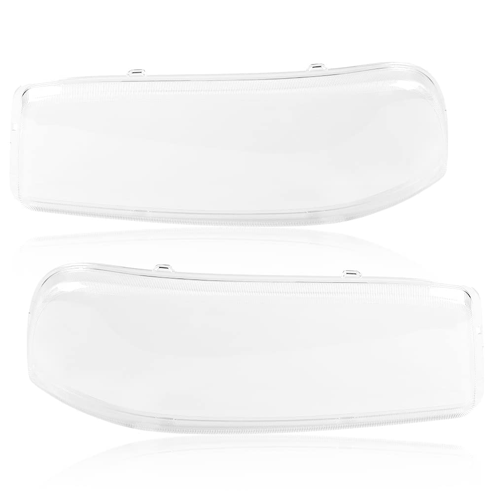 G-PLUS Headlight Bumper Lamps Cover Chrome Clear Compatible with 1999-2007 GMC Sierra 1500.2001-2007 GMC Sierra 1500/2500 HD/3500 15850352 15850351