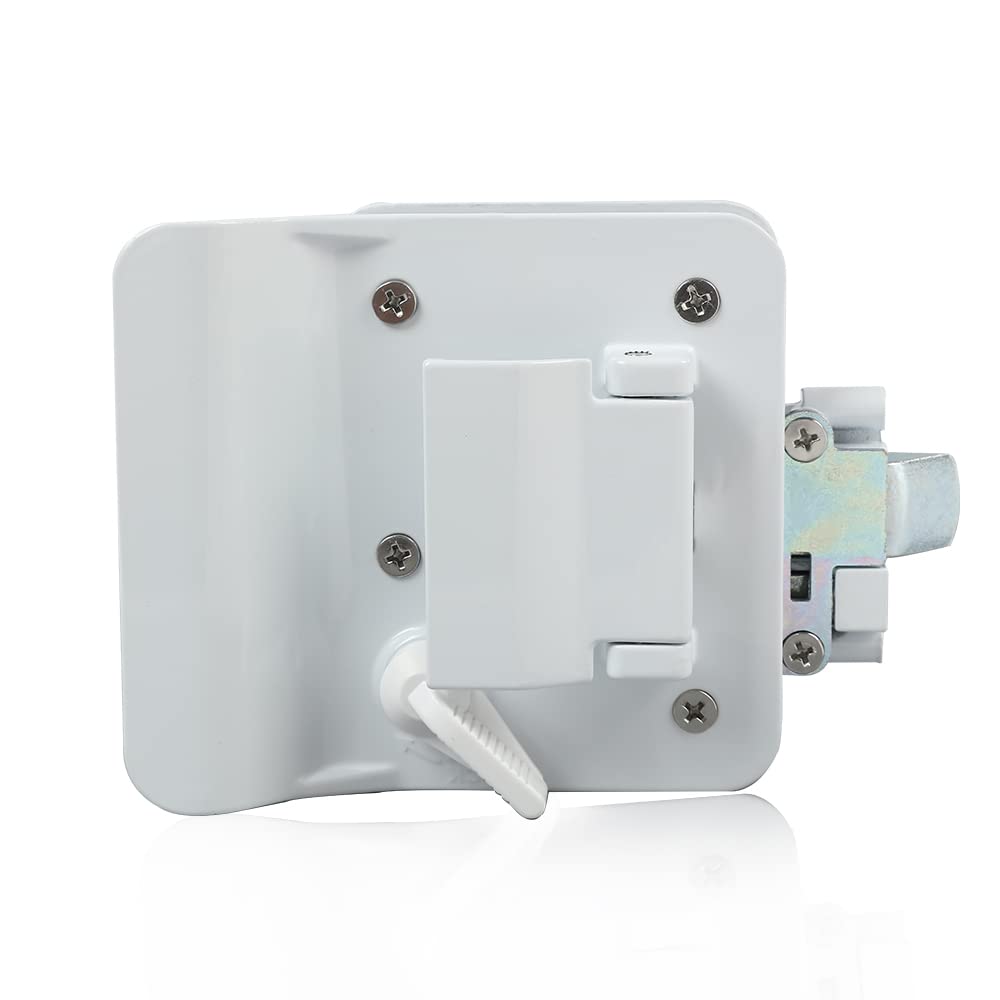 G-PLUS RV Entry Door Lock Handle Knob White Trailer Door Lock with Paddle Deadbolt Entry Door Lock Handle Knob Kit with 2 Keyed Compatible with Camper Horse Trailer Cargo Hauler
