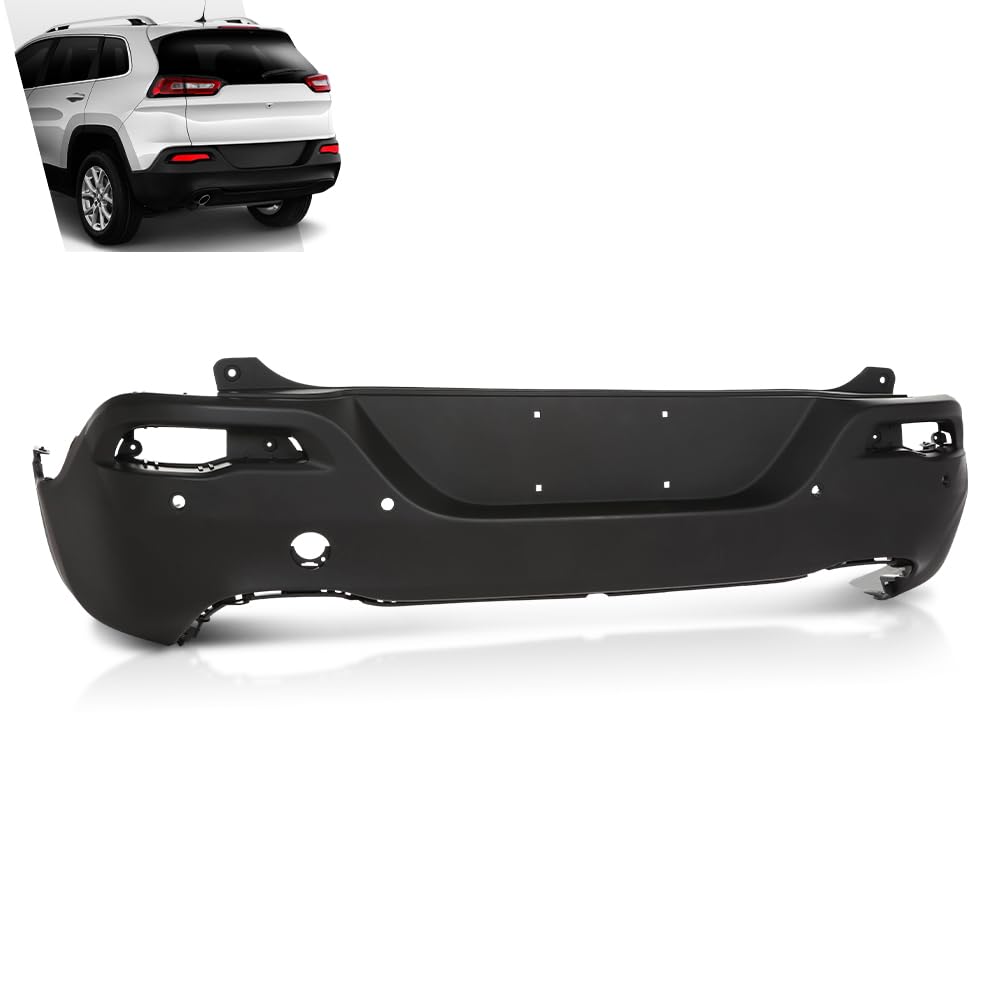 G-PLUS Rear Bumper Cover Fascia, Compatible with Jeep Cherokee 2014-2018, Fit Models with Park Assist Sensor Holes, CH1100A03, 187-01816E