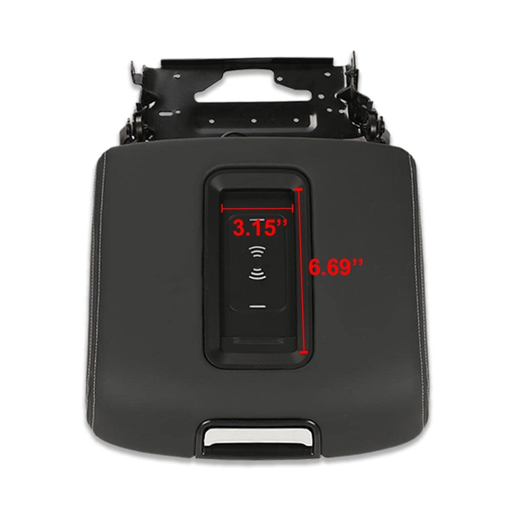 G-PLUS Center Console Armrest Lid w/Wireless Charger Compatible with Chevy Tahoe Suburban 2015-2019, Fit GMC Yukon/Yukon XL Center 2015-2019 Console Armrest Lid, 0227083AA L0227083AA, Black