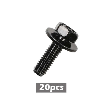 G-PLUS Body Bolts- M6-1.0 x 20mm Long- 10mm Hex- 17mm Washer- 20 Bolts- #171 Compatible with Honda