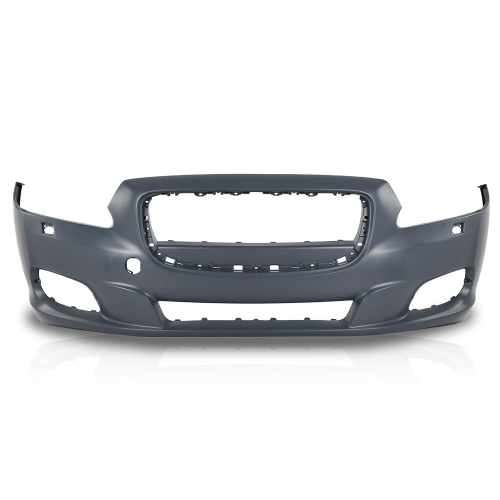 G-PLUS Front Bumper Cover Compatible with Jaguar XJ 2011-2015, Fit Jaguar XJR (Submodel: Base, L) 2014 2015, w/o Parking Aid Sensor Holes, C2D5370XXX, JA1000148, Black