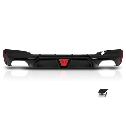 G-PLUS Rear Diffuser Compatible with BMW G30 G31 G38 5 Series 2017-2023 with M Sport Bumper Only Not Fit M550i Model Not Fit Model with Regular Non-M Sport Bumper Rear Diffuser Lip Glossy Black