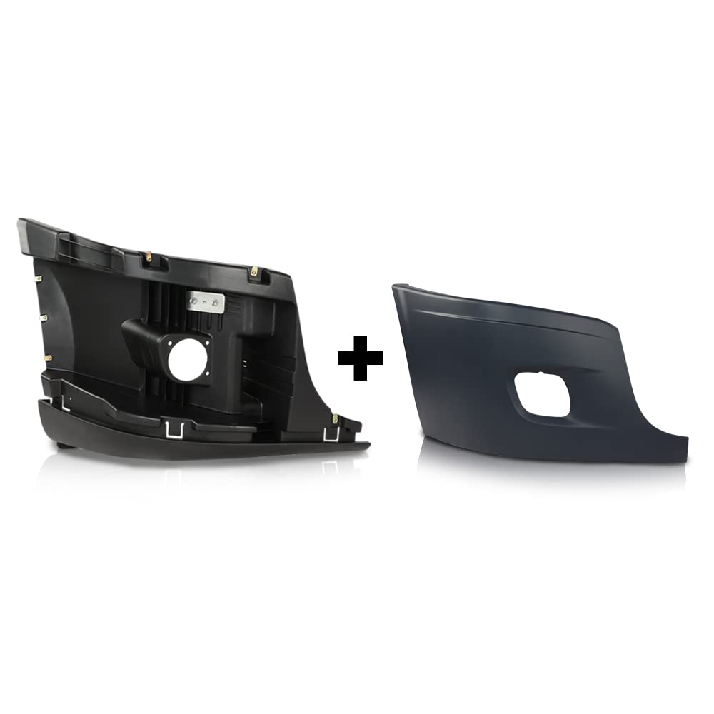 G-PLUS Bumper Reinforcement & Cover w/Fog Hole Right Passenger Side Compatible with 2008-2017 Freightliner Cascadia 2127301003 2127301007 Z2128619003 2127300005
