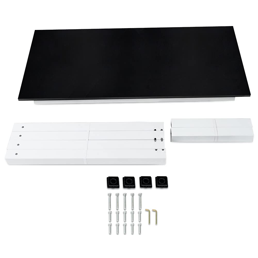 G-PLUS Computer Desk Wood Office Table, Modern PC Laptop Notebook Study Writing Table for Home Office Workstation (55.1'', Black Color)