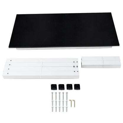 G-PLUS Computer Desk Wood Office Table, Modern PC Laptop Notebook Study Writing Table for Home Office Workstation (55.1'', Black Color)