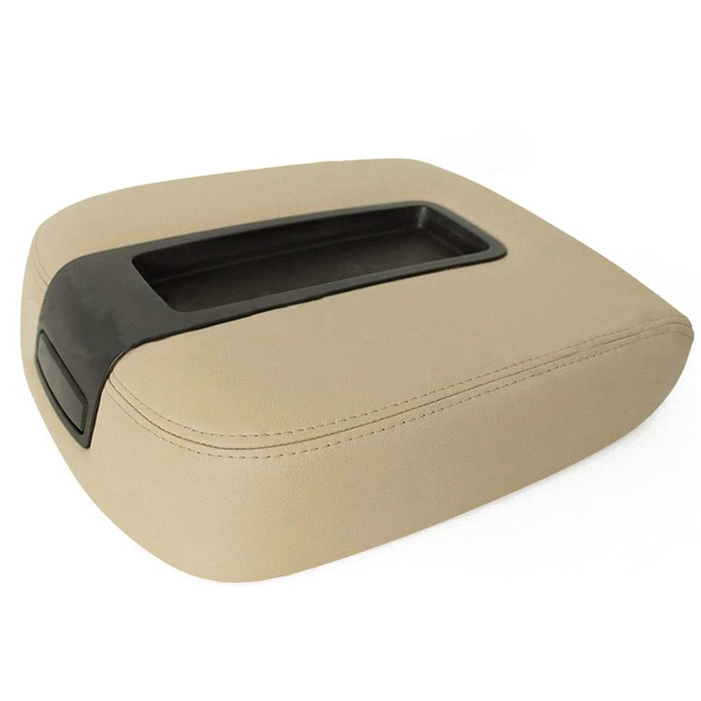 G-PLUS Leather Console Lid Armrest Cover Compatible with 2007-2013 Tahoe Suburban Yukon Sierra Tan