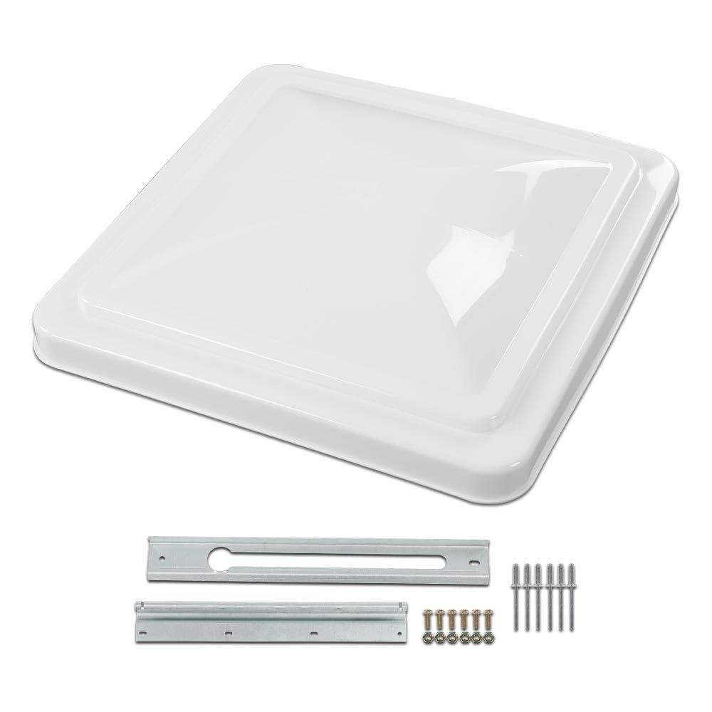 G-PLUS Replacement Roof Vent Cover Camper RV Trailer 14" x 14" Fit for Ventline pre-2008 and Elixir Style Pin 1994 and Newer White 2pcs, Accessories is not assembled