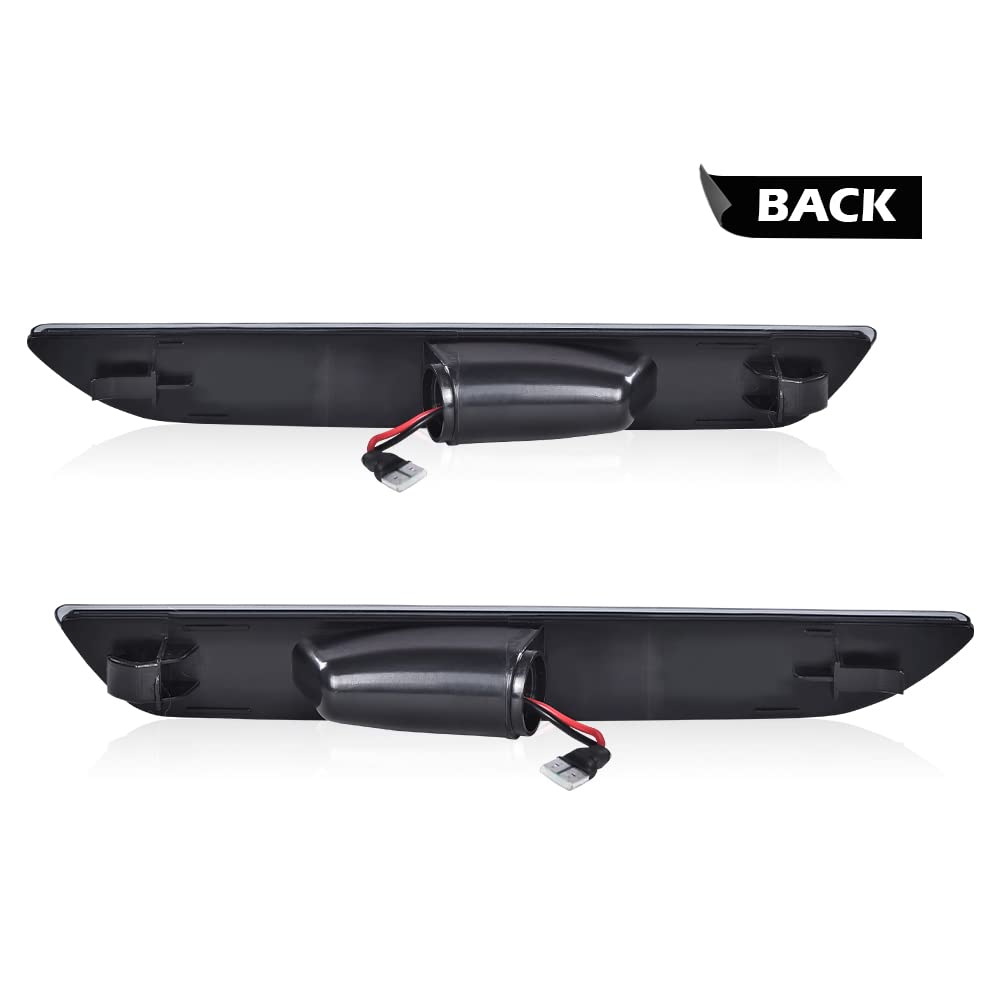 G-PLUS White LED Rear Side Marker Lights Lamps With Bulbs Compatible with Ford Mustang 2015-2022 FR3Z-15A201-A, FR3Z-15A101-A, FR3Z15A201A, FR3Z15A101A Pair Clear Lens