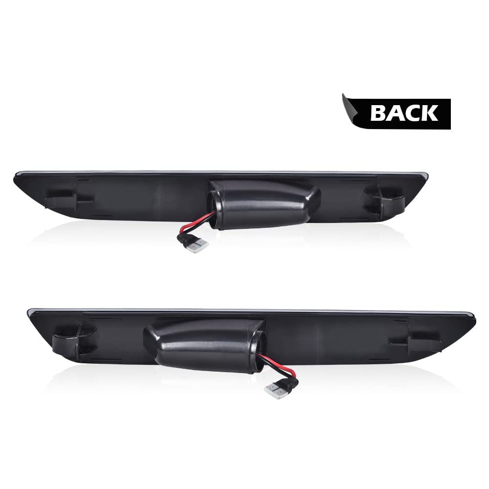 G-PLUS LED Rear Side Marker Lights Lamps Pair DARK Smoke Compatible with Ford Mustang 2015-2022 FR3Z-15A201-A, FR3Z-15A101-A, FR3Z15A201A, FR3Z15A101A