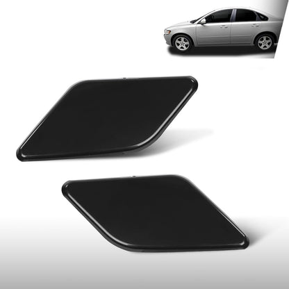 G-PLUS Left Right Headlight Washer Cover Pair Compatible with Volvo S40 V50 2008-2012 39886377, 39886397 Glossy Black