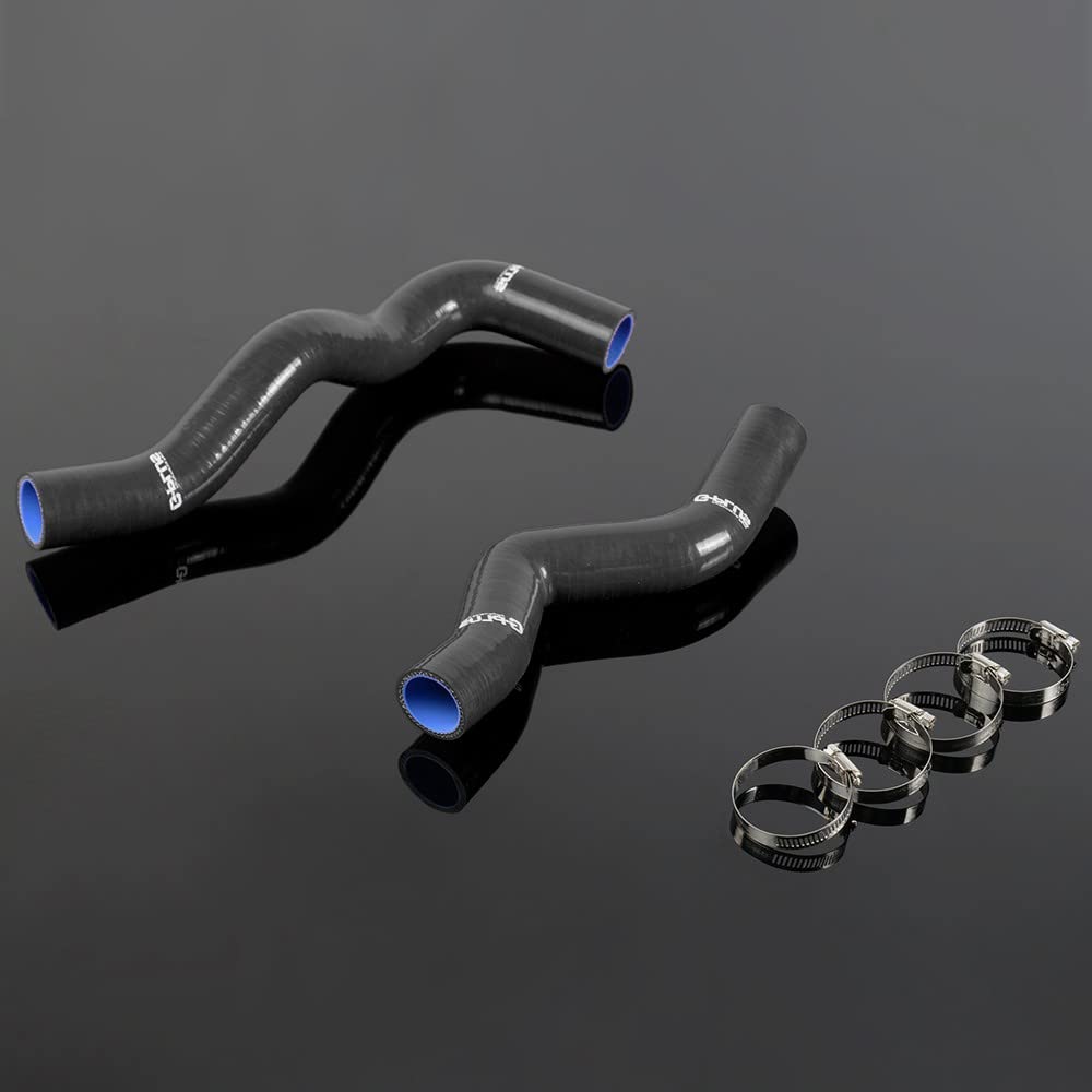 G-PLUS Silicone Radiator Coolant Hose Kit Clamps Compatible With NISSAN Sentra SPEC-V SER SE-R 2000 2001 2002 2003 2004 2005 2006 Black 2PCS