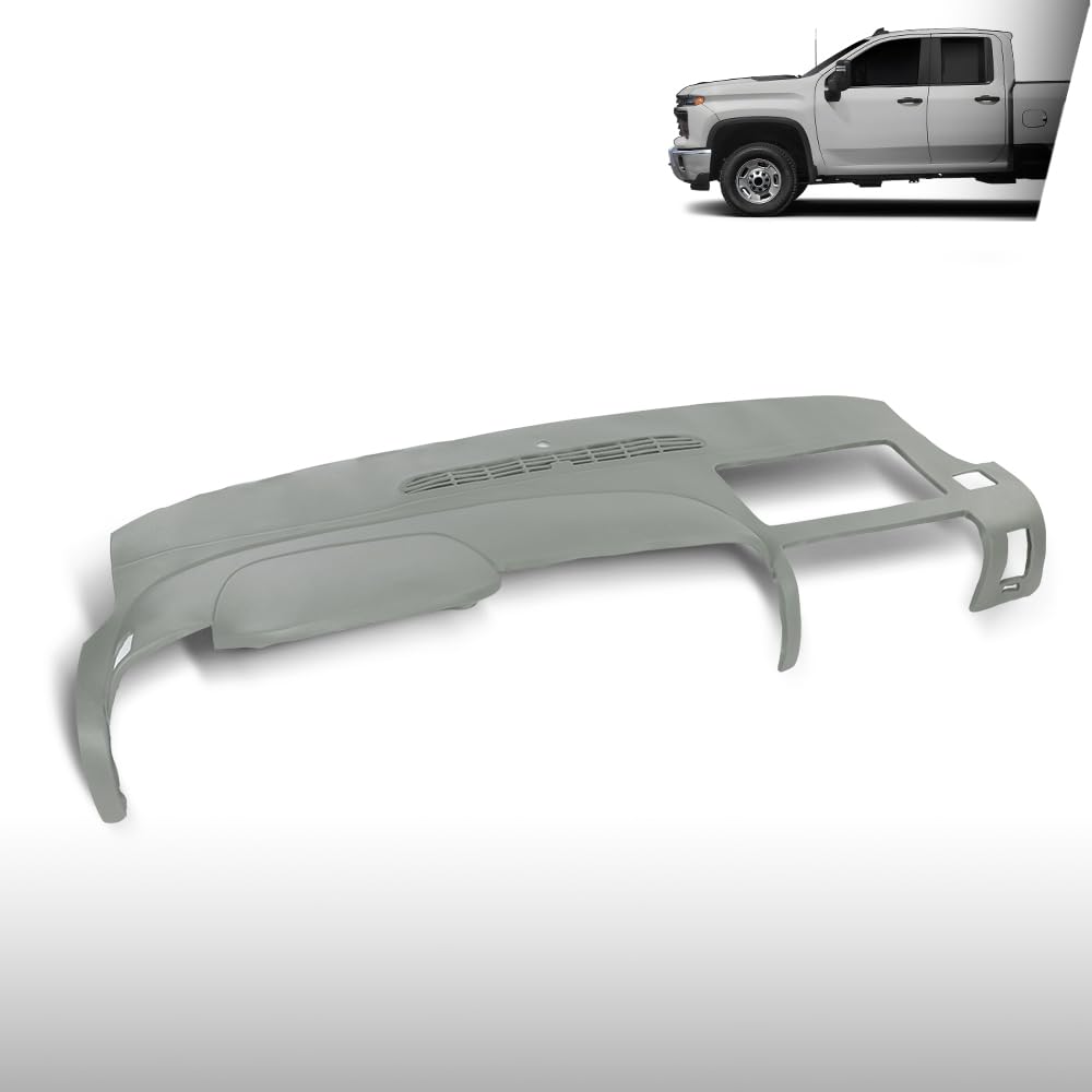 G-PLUS TPE Dash Cover Dashboard Compatible with Chevy Silverado GMC Sierra 2007-2013 Fit Dual Glovebox Style Dashes Gray