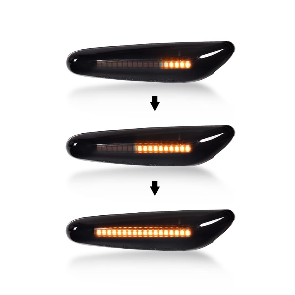 G-PLUS Front Side Marker Turn Signal Lights Assembly Driver & Passenger Side Chrome Bezel Marker Lamps Pair 63137165741 63137165742 63137253326 63133418445 Front Bumper Mounted Side Marker Light