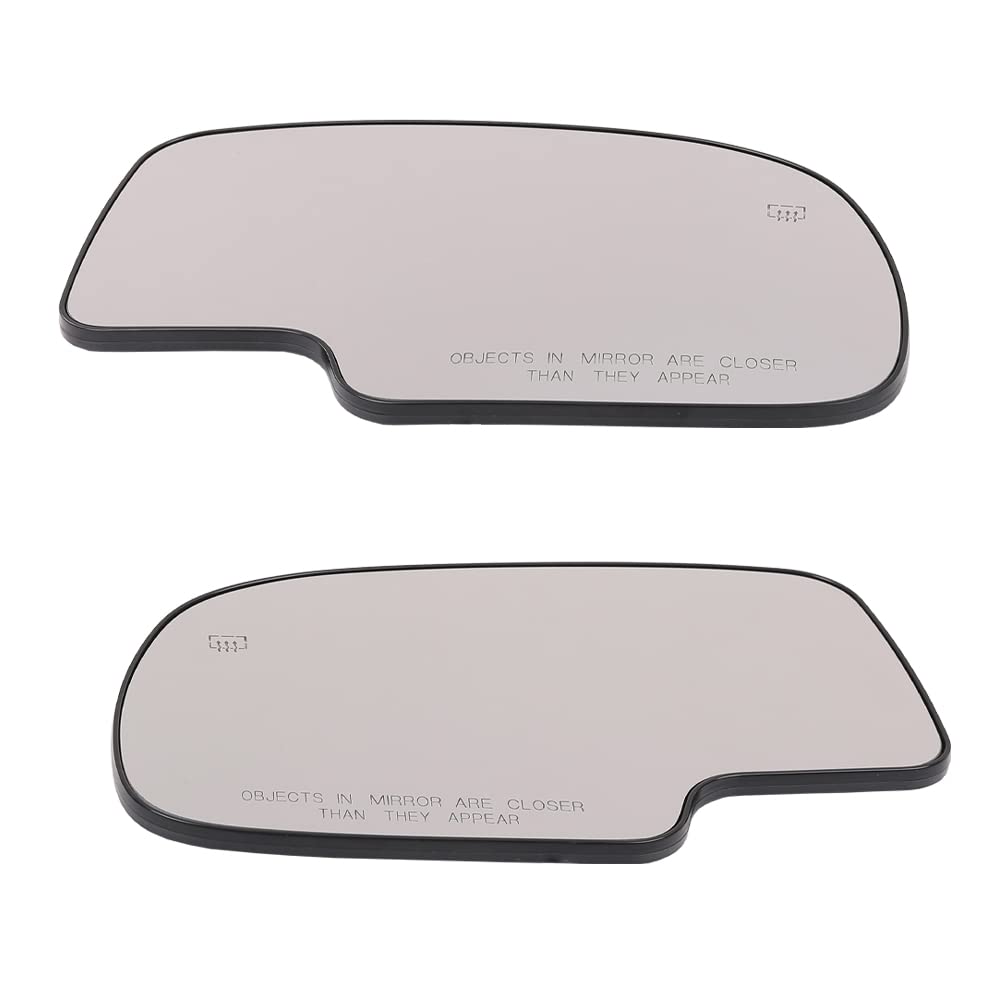 G-PLUS Mirror Glass Power Heated Compatible with Chevy Silverado 1500 1999-2006 /Fit GMC Sierra 1500 1999-2006 / Fit Cadillac Escalade 2002-2006 Driver & Passenger Side Mirror Glass Set