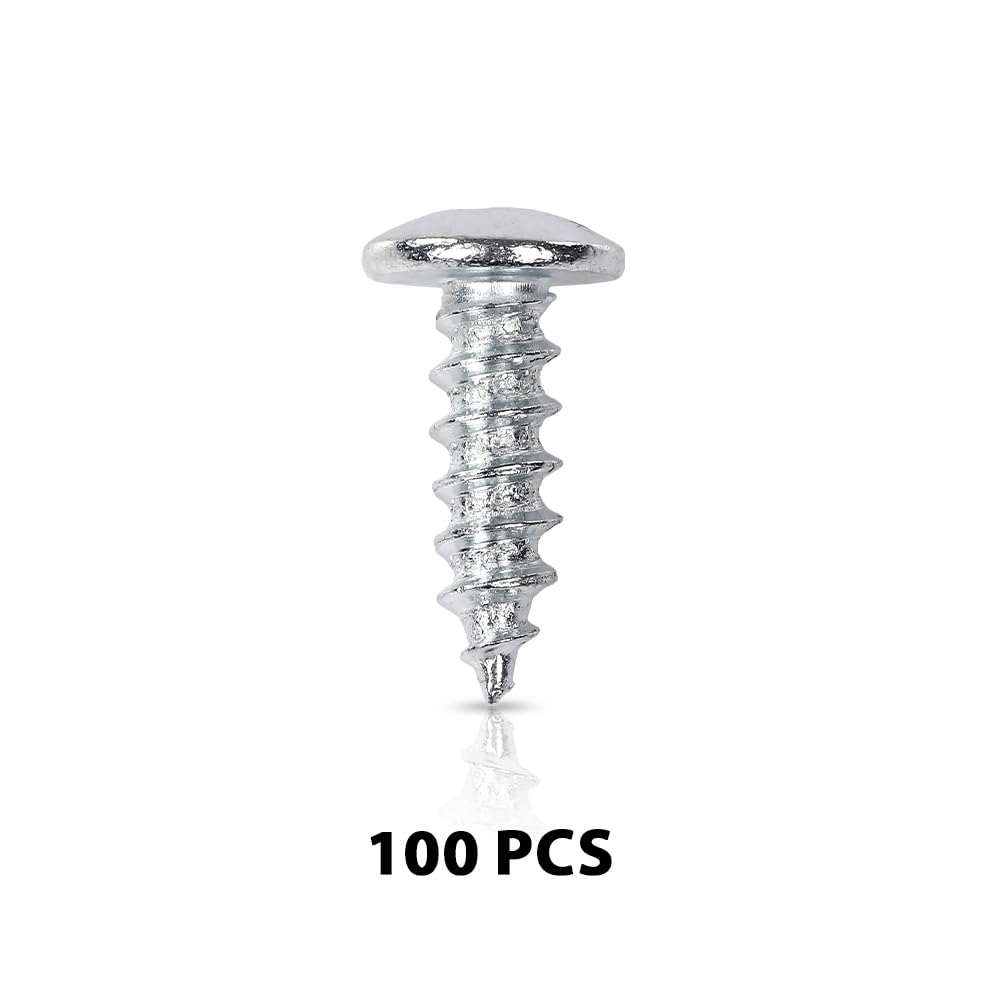 G-PLUS License Plate Screws Self Tapping Pan Head Compatible with Most Vehicles (100 Pkg)