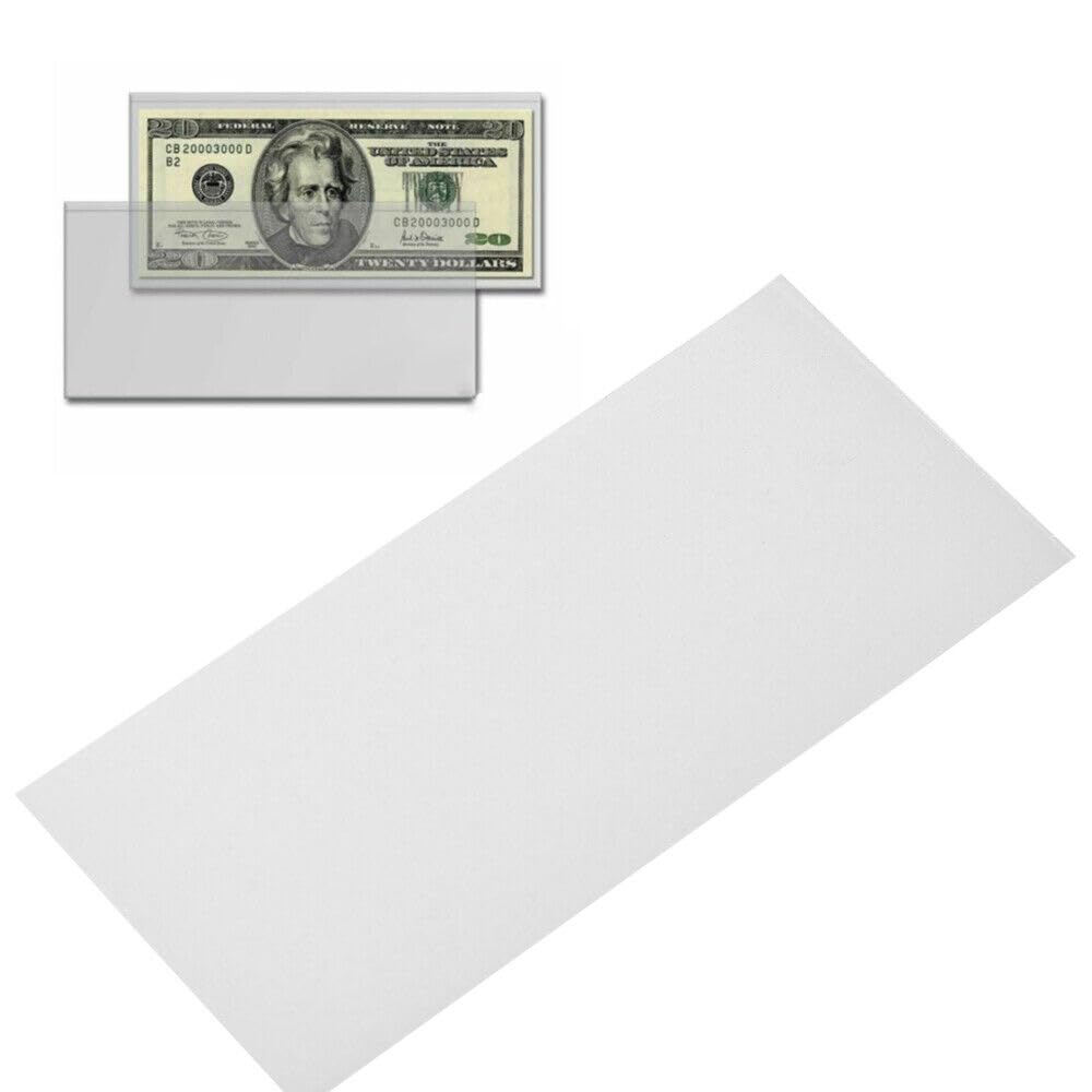 G-PLUS Clear Dollar Bill Holders for Collectors,100 Soft Ultra Thin Holders for Modern US Currency Protector Slab Holder Banknote Stamp Paper Souvenirs Storage
