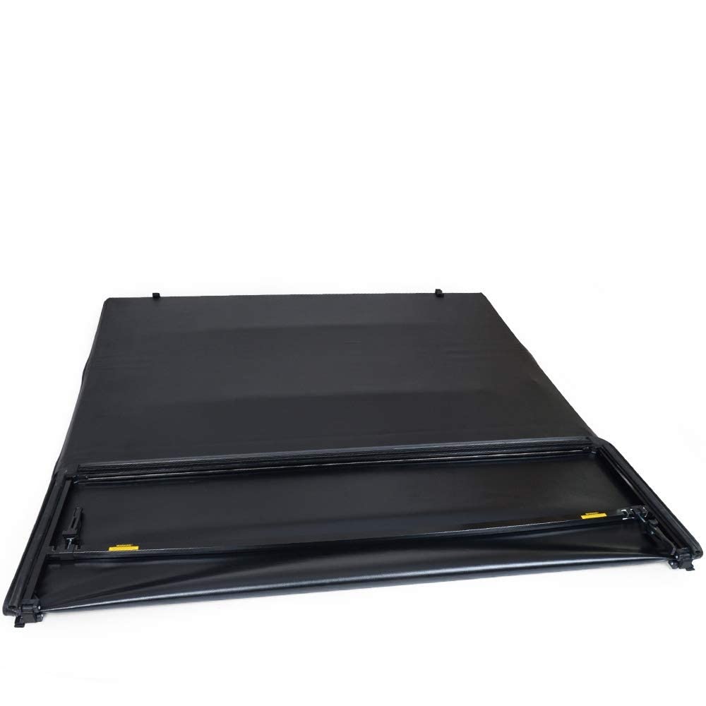 G-PLUS Four-fold 8FT Bed Vinyl Soft Truck Bed Tonneau Cover Black Compatible with 1999-2017 Ford F250/F350 Super Duty