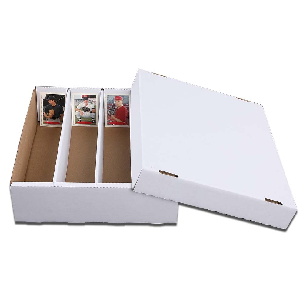 G-PLUS Trading Card Storage Box 3200 Count White Corrugated Cardboard Box Versatile Card Storage Box (Card not included)