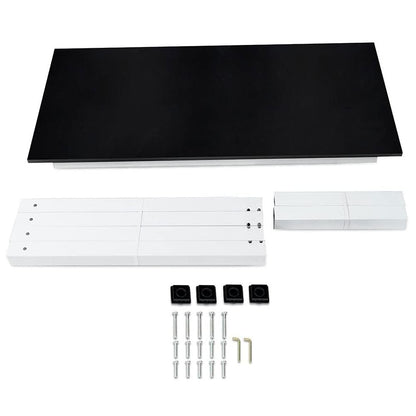 G-PLUS 55.1" Computer Desk Wood Office Table, Modern Simple Style PC Laptop Notebook Study Writing Table for Home Office Workstation Black Color