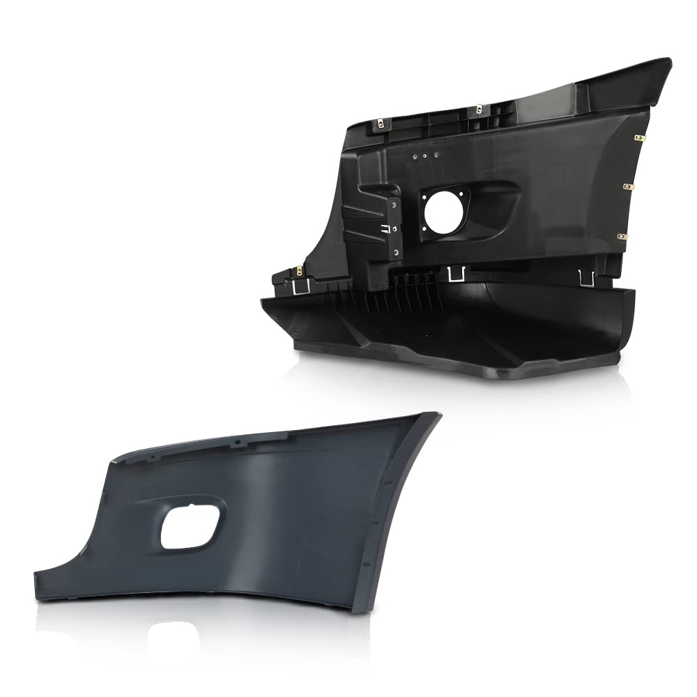G-PLUS Bumper Reinforcement & Cover w/Fog Hole Right Passenger Side Compatible with 2008-2017 Freightliner Cascadia 2127301003 2127301007 Z2128619003 2127300005