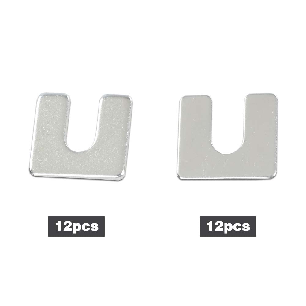 G-PLUS Fender Alignment Shims- 1/16" & 1/8" Thick- 3/8" Slot- 24 shims- #397T Compatible with GM Body