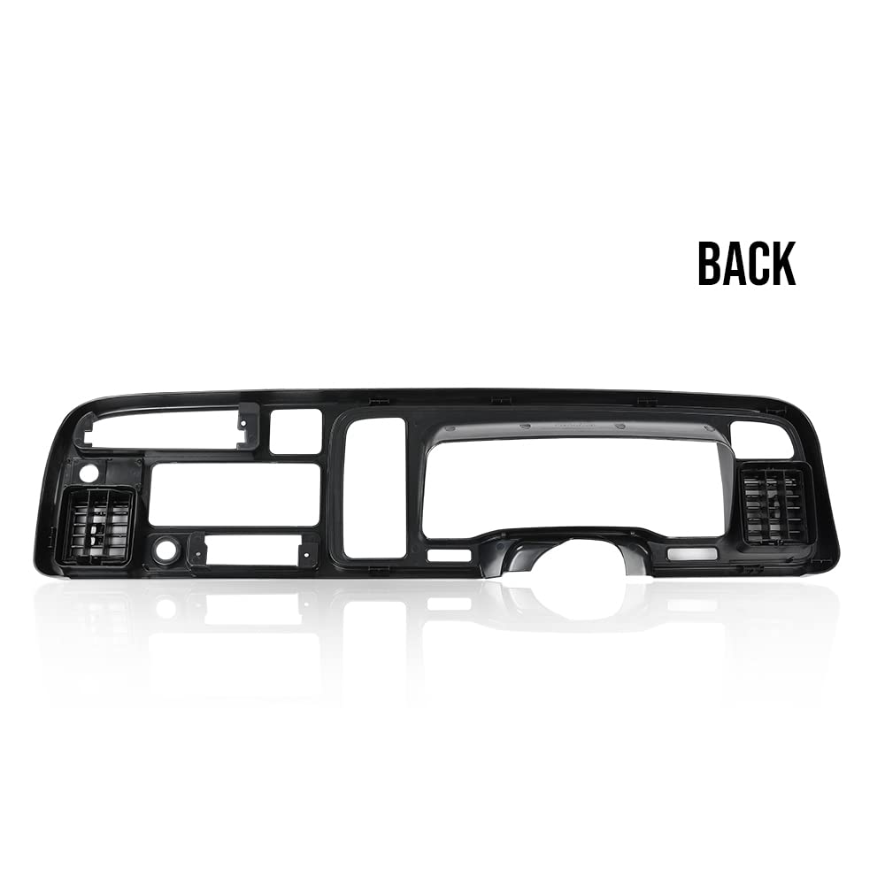 G-PLUS Dash Bezel Radio Trim Panel Compatible with Dodge Ram 1994-1997 Surround Dashboard Instrument Cover 55114870-1 (Black ABS Plastic)