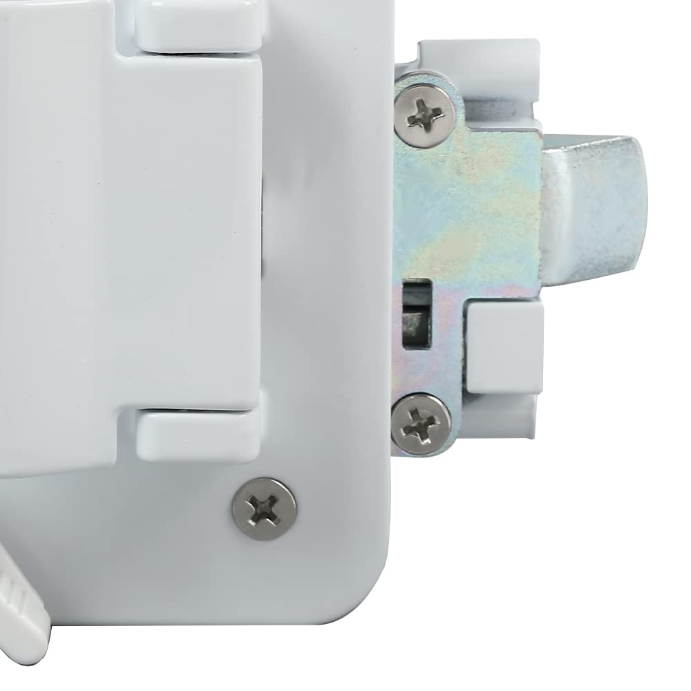 G-PLUS RV Entry Door Lock Handle Knob White Trailer Door Lock with Paddle Deadbolt Entry Door Lock Handle Knob Kit with 2 Keyed Compatible with Camper Horse Trailer Cargo Hauler