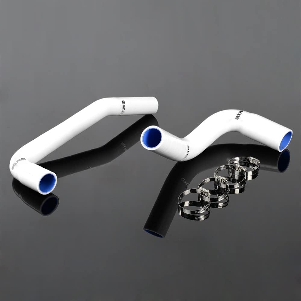 G-PLUS Silicone Radiator Hose Pipe Kit Compatible with Jeep Wrangler YJ/TJ 2.4L 4.2L 1987-2006 4.5mm Thickness 3-Ply Nylon Silicone White 2 PCS