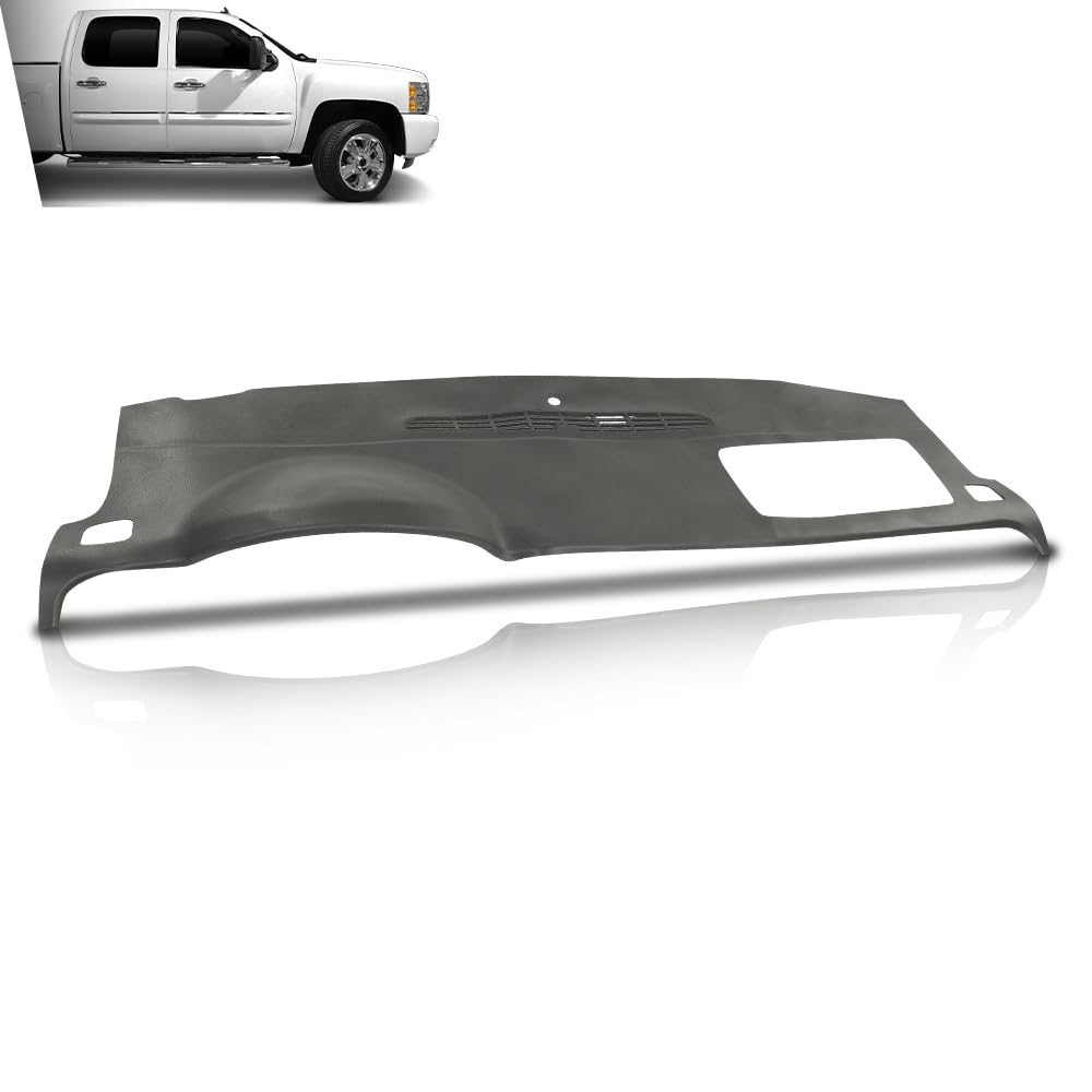G-PLUS TPE Dash Board Instrument Panel Cover Compatible with Chevy Avalanche/Tahoe/Suburban/Silverado 2007-2014 GMC Yukon/Yukon/Sierra 2007-2014 Fit Models without Dash Speaker & Amp Gray