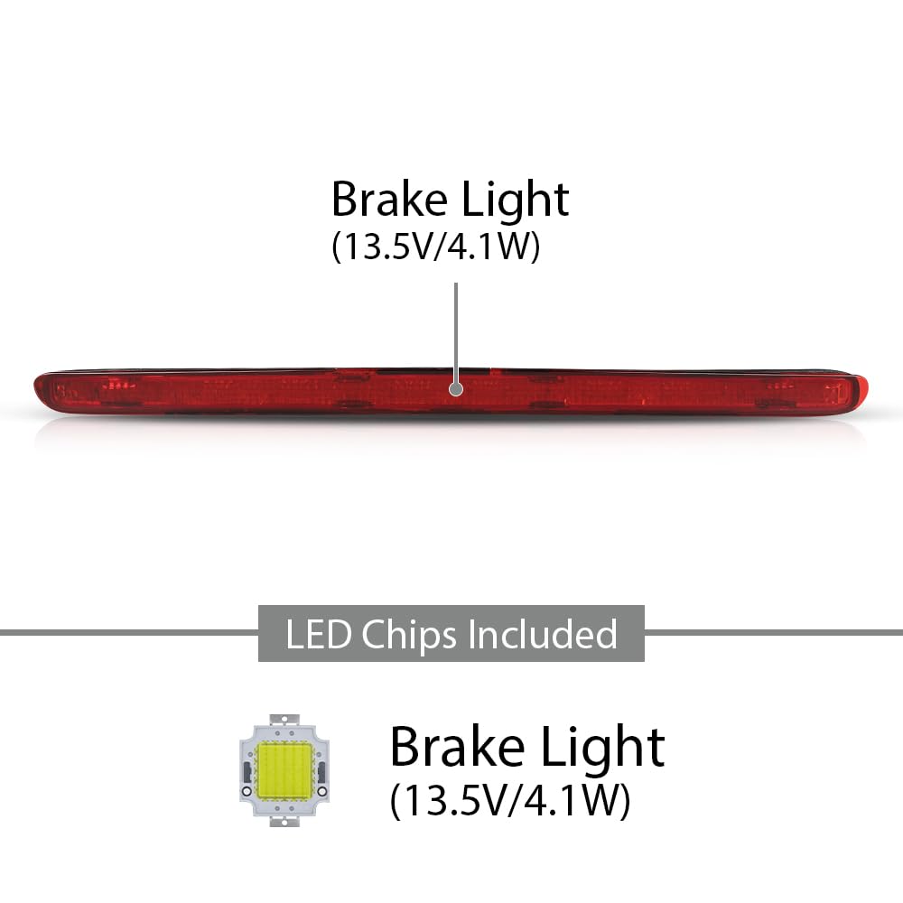 G-PLUS LED 3rd Third Brake Light Compatible with Benz C-Class W203 Sedan & AMG 2001-2007, Not Fit W203 Wagon Models, High Mount Cargo Light, Red Lens Clear Housing, A2038201456, 2038201456