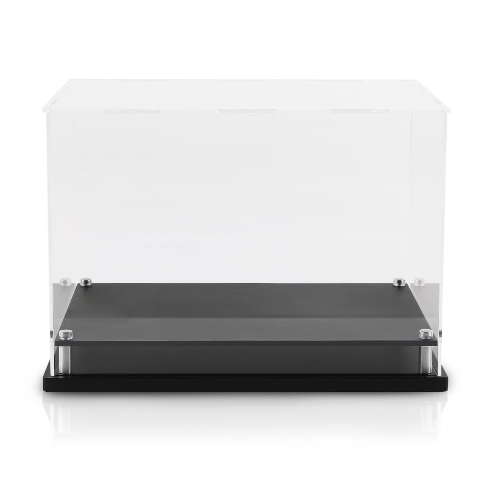 G-PLUS Boxing Glove Display Case Fit for Full Size Boxing Glove,Baseball Glove Display Case Holder Showcase Clear Case Black Base Riser Stand