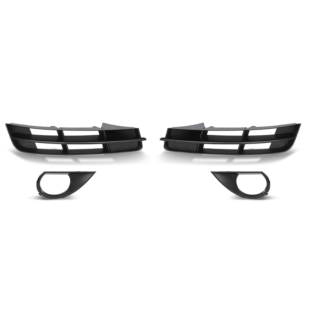 G-PLUS Front Bumper Lower Fog Light Grille Covers Pair Compatible with Audi Q7 Standard Base Model 2010 2011 2012 2013 2014 2015 (Not Fit Audi Q7 S-Line Model) 4L0807681B, 4L0807682B Black