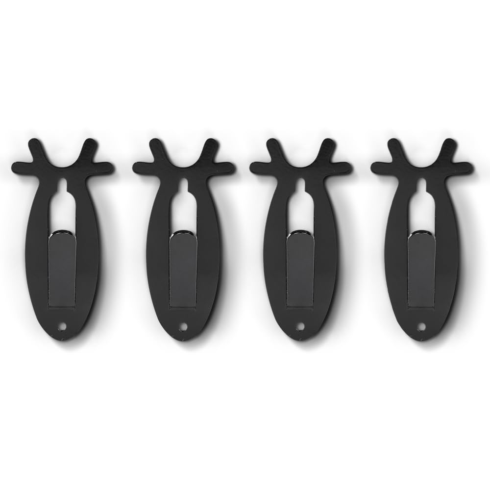 G-PLUS 4 Pack of Wall Hanger Hook European Antler Style Wall Mount Bracket for Hanging Mounting Deer, Antler S, Whitetail Deer, Mule Deer and Many Other Animals Living Room Bedroom Home Decor Black