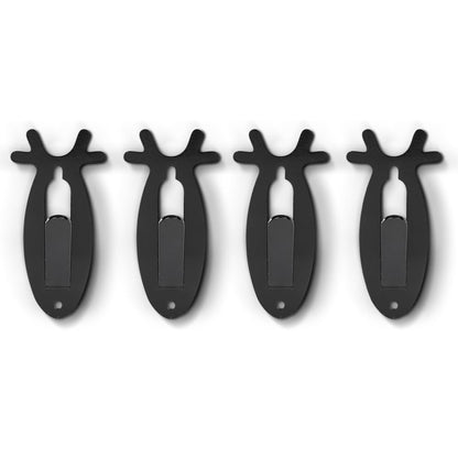 G-PLUS 4 Pack of Wall Hanger Hook European Antler Style Wall Mount Bracket for Hanging Mounting Deer, Antler S, Whitetail Deer, Mule Deer and Many Other Animals Living Room Bedroom Home Decor Black
