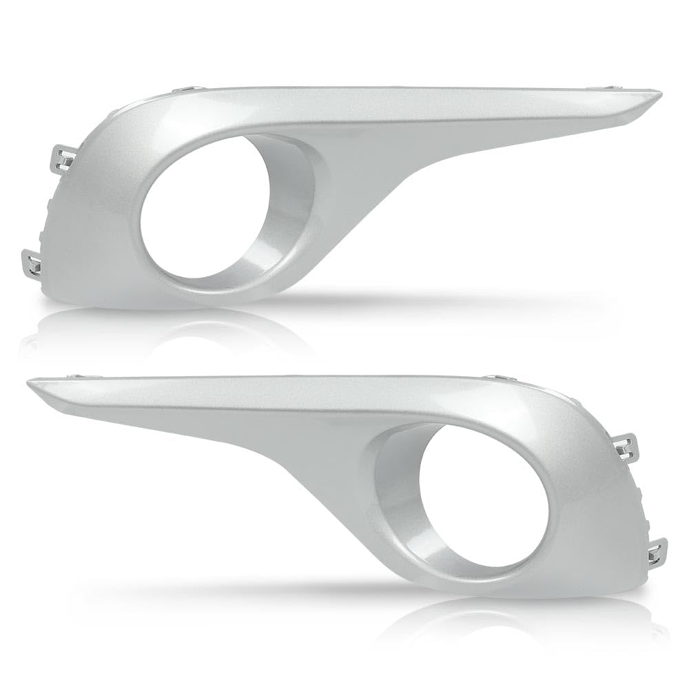 G-PLUS Front Fog Light Lamp Cover Trim Pair, Compatible with Toyota Highlander 2011 2012 2013 TO1038154 TO1039154 814810E060 814820E080, Driver & Passenger Side Fog Light Trim Silver